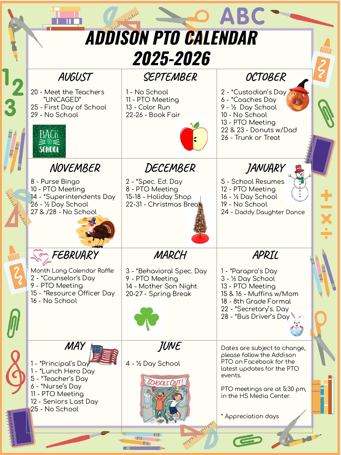 Addison PTO Calendar 25-26